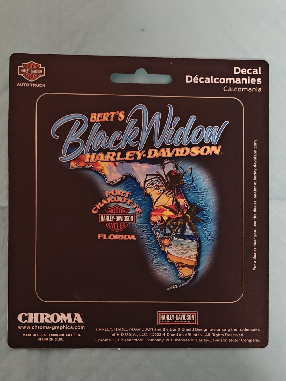 Harley-Davidson Black Widow Decal - Black, Blue & Orange